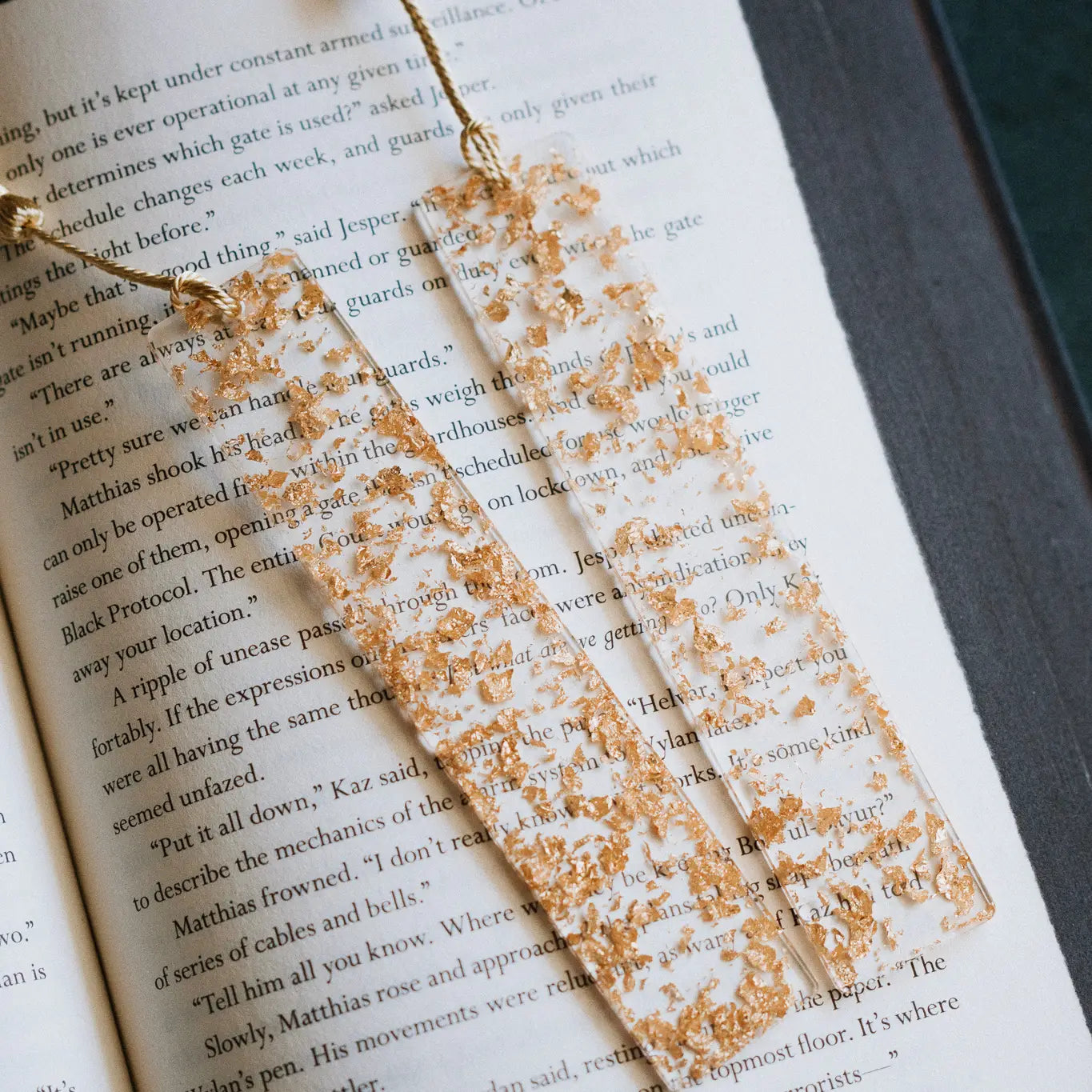 Gold Flake Resin Bookmark
