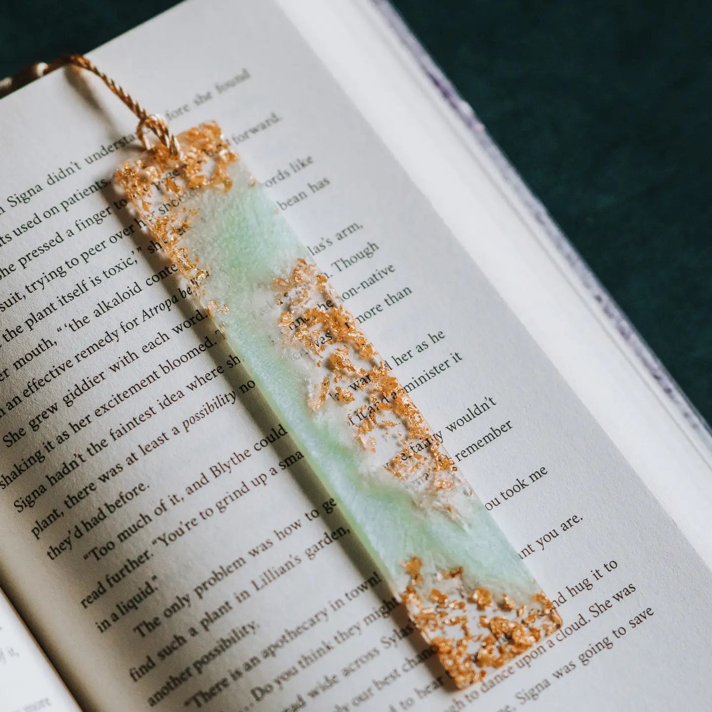 Sage Geode Resin Bookmark